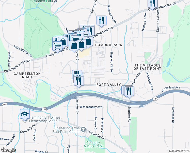 map of restaurants, bars, coffee shops, grocery stores, and more near 1890 Myrtle Drive Southwest in Atlanta