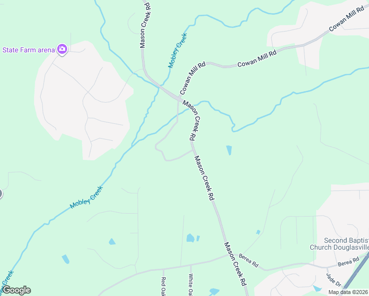 map of restaurants, bars, coffee shops, grocery stores, and more near 3819 Mason Creek Road in Douglas County