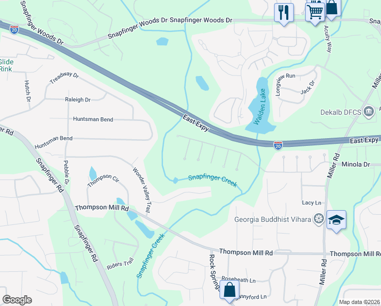 map of restaurants, bars, coffee shops, grocery stores, and more near 2868 Anaise Court in Stonecrest
