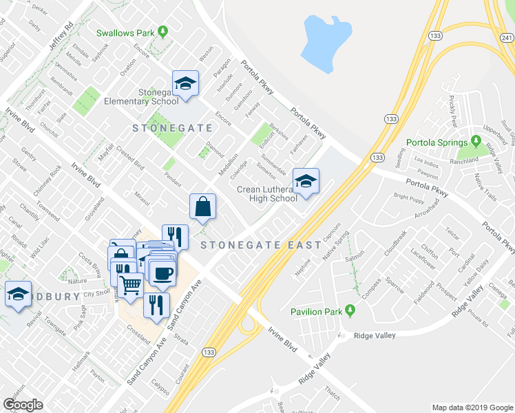 map of restaurants, bars, coffee shops, grocery stores, and more near 29 Sedgewick in Irvine