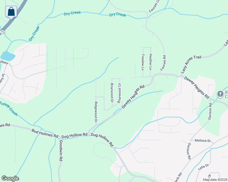 map of restaurants, bars, coffee shops, grocery stores, and more near 6859 Briarwood Drive in Pinson