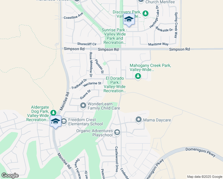 map of restaurants, bars, coffee shops, grocery stores, and more near Olive Avenue in Winchester