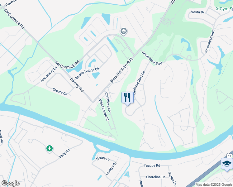 map of restaurants, bars, coffee shops, grocery stores, and more near 1133 Peace Pipe Place in Myrtle Beach