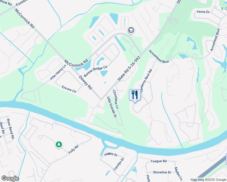 map of restaurants, bars, coffee shops, grocery stores, and more near 300 Granada Street in Myrtle Beach