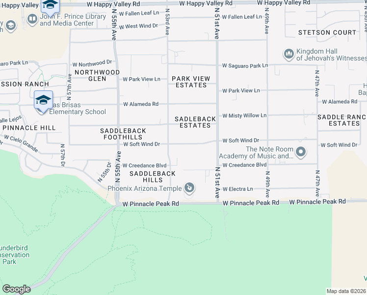 map of restaurants, bars, coffee shops, grocery stores, and more near 5213 West Soft Wind Drive in Glendale