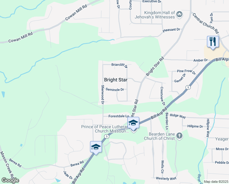 map of restaurants, bars, coffee shops, grocery stores, and more near 3818 Apache Lane in Douglasville