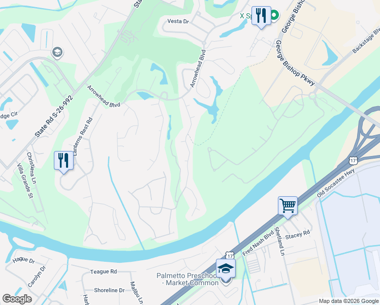 map of restaurants, bars, coffee shops, grocery stores, and more near 700 Caffrey Court in Myrtle Beach