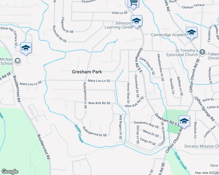map of restaurants, bars, coffee shops, grocery stores, and more near 1874 West Caribaea Trail in Atlanta