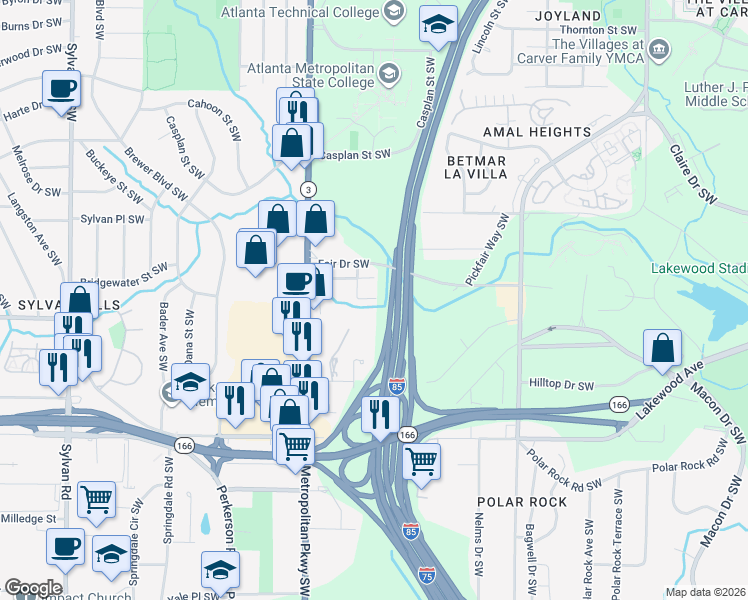 map of restaurants, bars, coffee shops, grocery stores, and more near 511 Ross Street Southwest in Atlanta