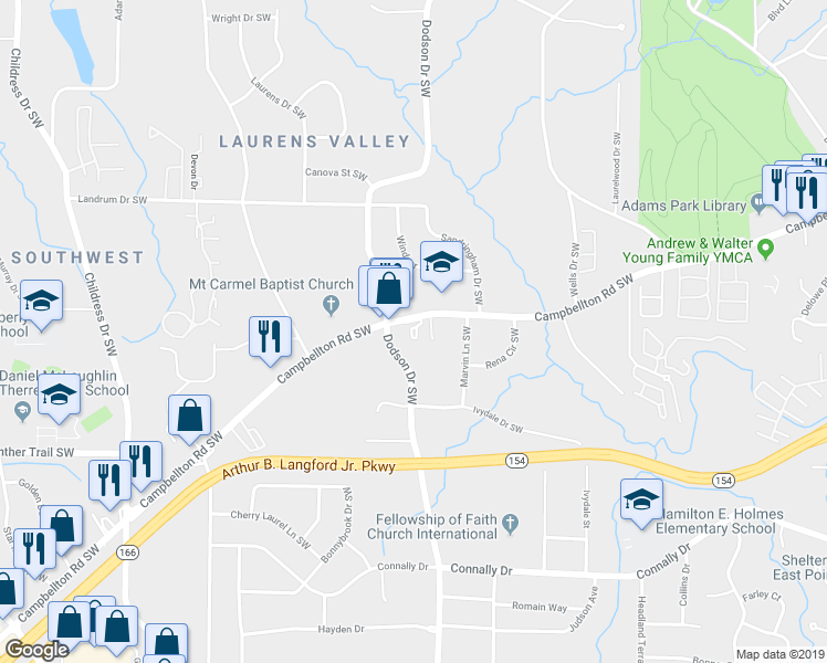 map of restaurants, bars, coffee shops, grocery stores, and more near in Atlanta