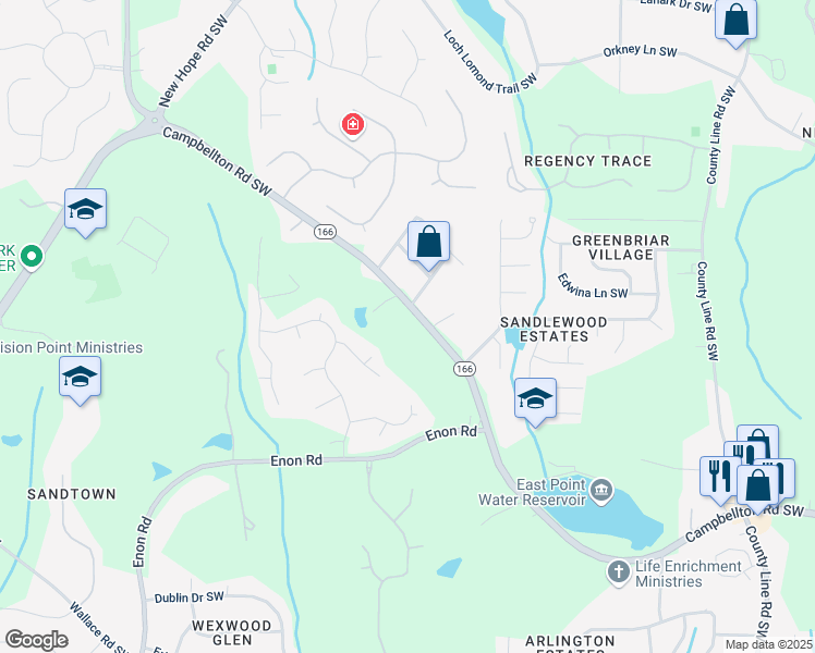 map of restaurants, bars, coffee shops, grocery stores, and more near 4936 Campbellton Road Southwest in Atlanta