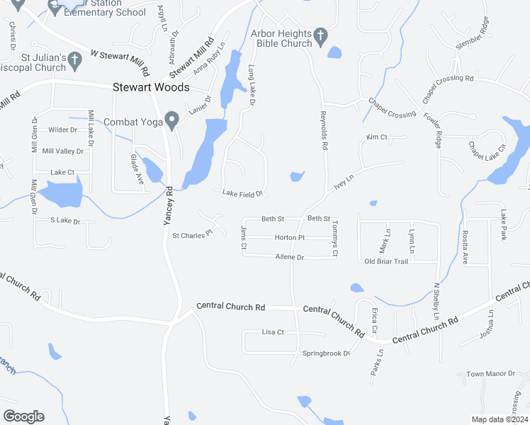 map of restaurants, bars, coffee shops, grocery stores, and more near 5052 Beth Street in Douglasville