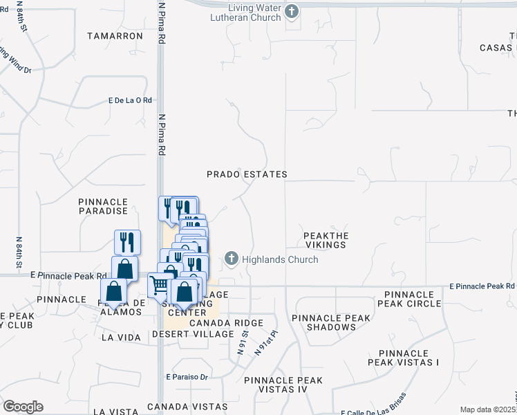 map of restaurants, bars, coffee shops, grocery stores, and more near 23875 North 91 Street in Scottsdale