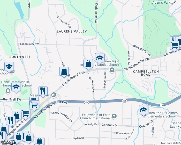 map of restaurants, bars, coffee shops, grocery stores, and more near 2670 Campbellton Road Southwest in Atlanta