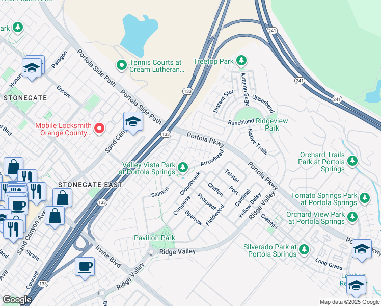 map of restaurants, bars, coffee shops, grocery stores, and more near 73-81 Visionary in Irvine