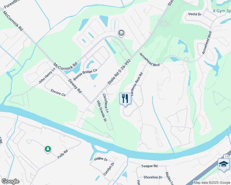 map of restaurants, bars, coffee shops, grocery stores, and more near 1133 Peace Pipe Place in Myrtle Beach