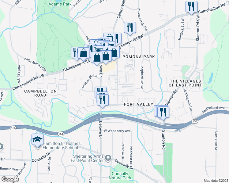 map of restaurants, bars, coffee shops, grocery stores, and more near 1941 Myrtle Drive Southwest in Atlanta