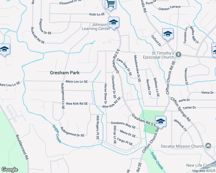 map of restaurants, bars, coffee shops, grocery stores, and more near 2886 Horse Shoe Drive in Atlanta