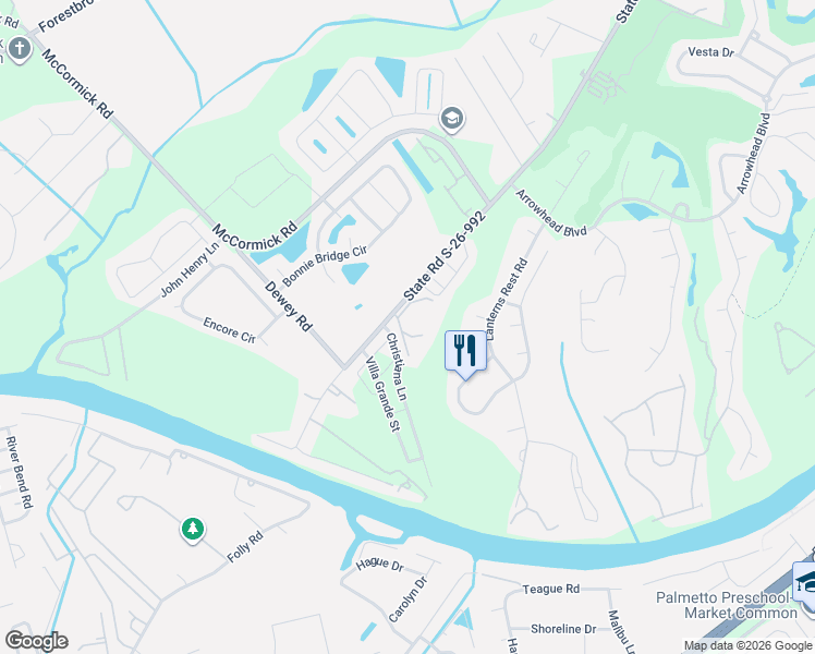 map of restaurants, bars, coffee shops, grocery stores, and more near 1121 Peace Pipe Place in Myrtle Beach