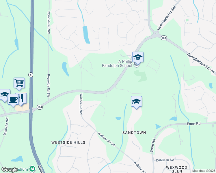 map of restaurants, bars, coffee shops, grocery stores, and more near 5421 Campbellton Road Southwest in Atlanta