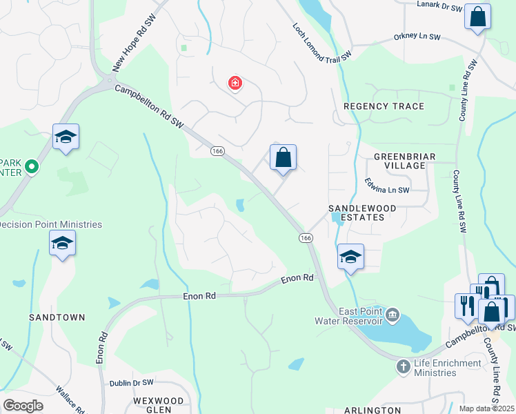 map of restaurants, bars, coffee shops, grocery stores, and more near 4936 Campbellton Road Southwest in Atlanta