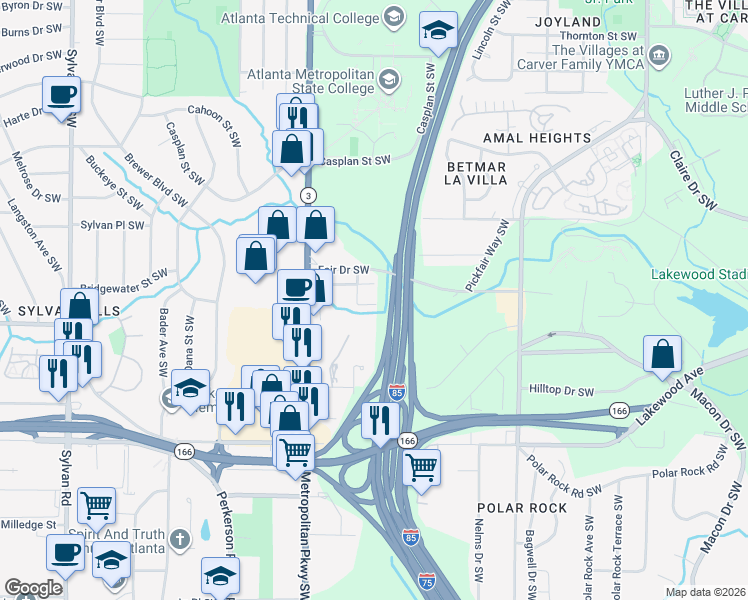 map of restaurants, bars, coffee shops, grocery stores, and more near 511 Ross Street Southwest in Atlanta