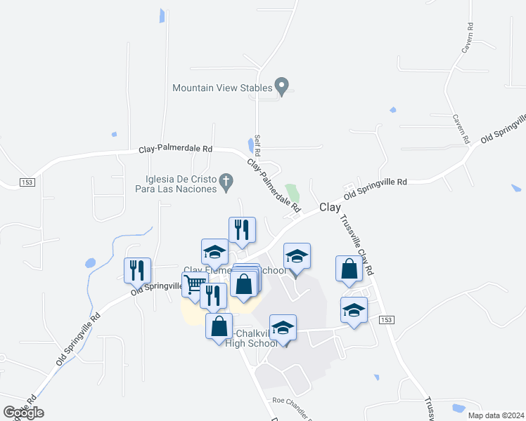 map of restaurants, bars, coffee shops, grocery stores, and more near 6828 Green Acre Circle in Pinson