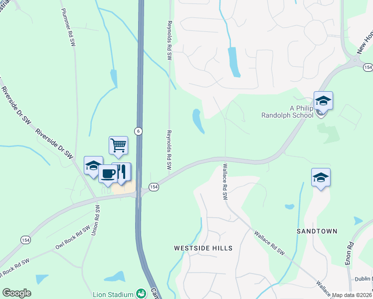map of restaurants, bars, coffee shops, grocery stores, and more near 5655 Campbellton Road Southwest in Atlanta