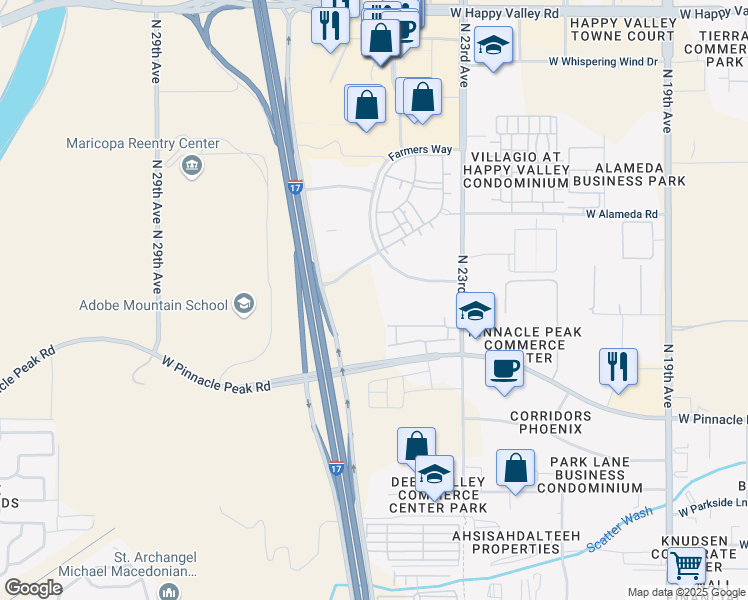 map of restaurants, bars, coffee shops, grocery stores, and more near 2415 West Corporate Center Drive in Phoenix