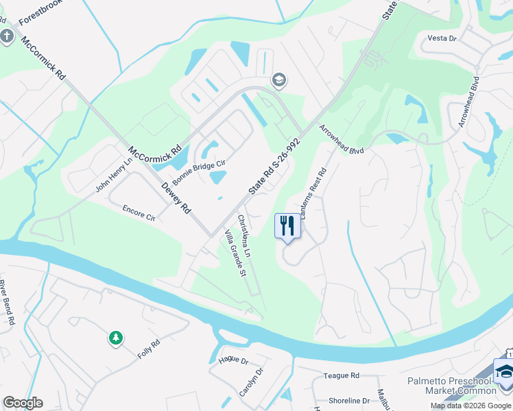 map of restaurants, bars, coffee shops, grocery stores, and more near 1133 Peace Pipe Place in Myrtle Beach