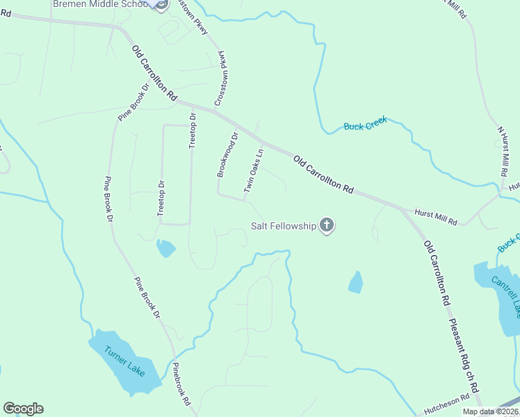map of restaurants, bars, coffee shops, grocery stores, and more near 99 Oak Ridge Way in Bremen