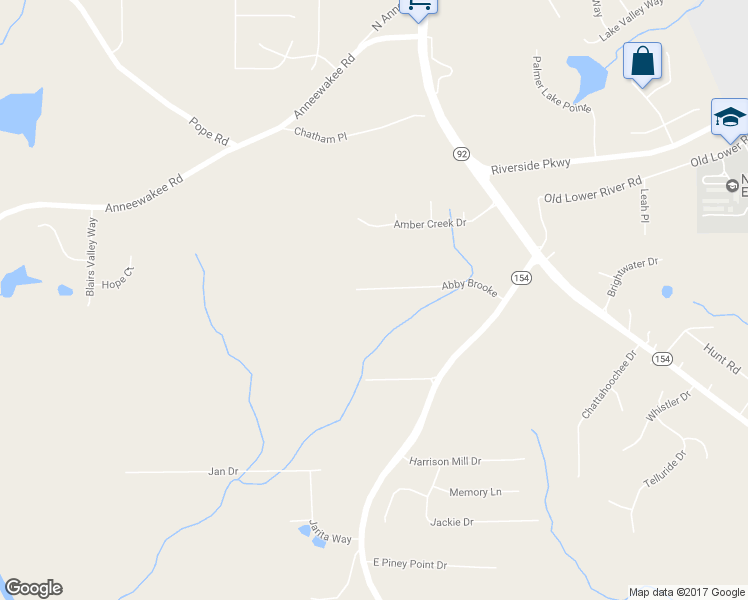 map of restaurants, bars, coffee shops, grocery stores, and more near 2767 Abby Brooke in Douglasville