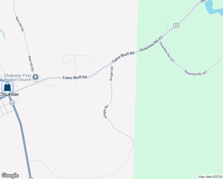 map of restaurants, bars, coffee shops, grocery stores, and more near 127 Knight Road in Chidester