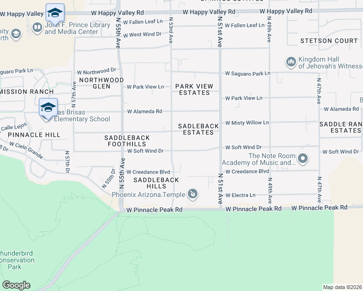 map of restaurants, bars, coffee shops, grocery stores, and more near 5213 West Soft Wind Drive in Glendale