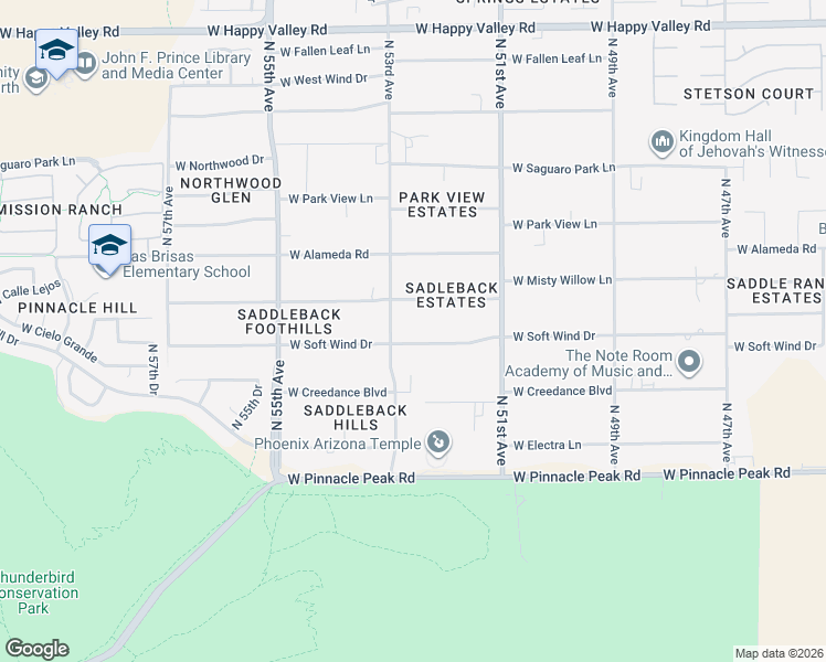 map of restaurants, bars, coffee shops, grocery stores, and more near 5213 West Soft Wind Drive in Glendale