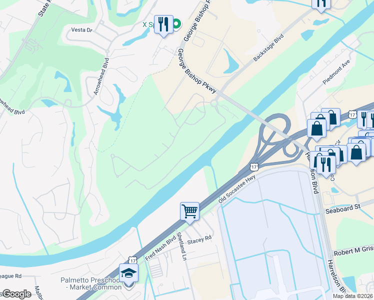 map of restaurants, bars, coffee shops, grocery stores, and more near 438 Harbour View Drive in Myrtle Beach
