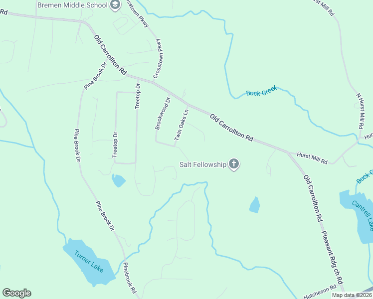 map of restaurants, bars, coffee shops, grocery stores, and more near 80 Oak Ridge Way in Bremen