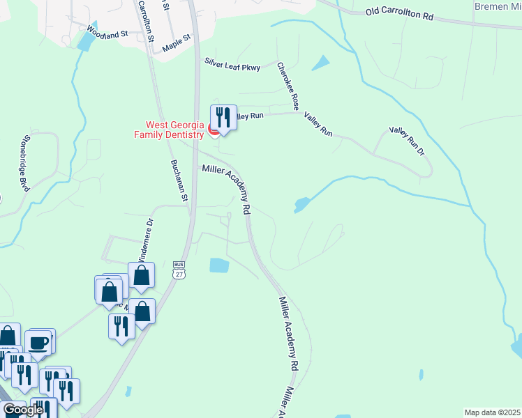 map of restaurants, bars, coffee shops, grocery stores, and more near 101 Summit Lane in Bremen