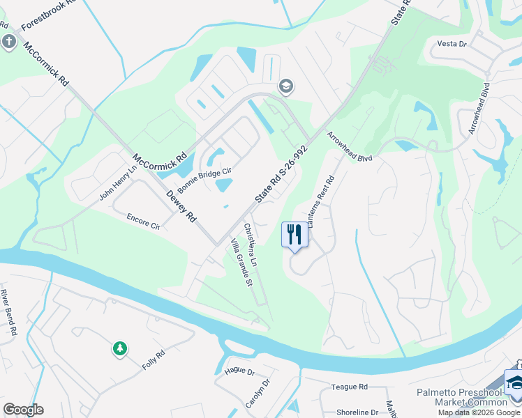 map of restaurants, bars, coffee shops, grocery stores, and more near 1113 Peace Pipe Place in Myrtle Beach