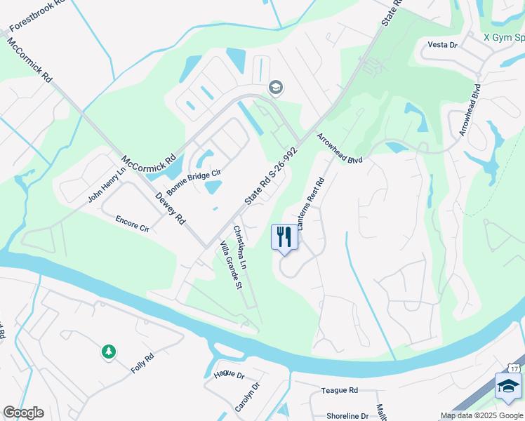 map of restaurants, bars, coffee shops, grocery stores, and more near 1110 Peace Pipe Place in Myrtle Beach