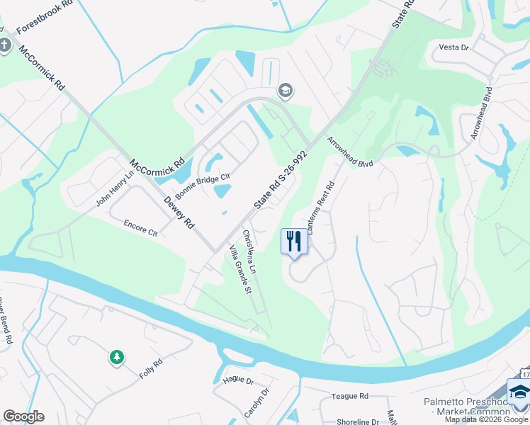 map of restaurants, bars, coffee shops, grocery stores, and more near 1110 Peace Pipe Place in Myrtle Beach