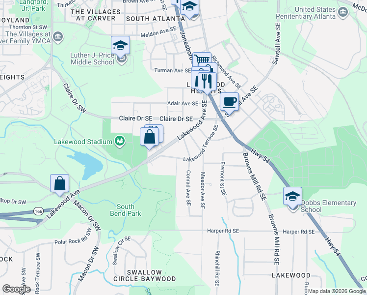 map of restaurants, bars, coffee shops, grocery stores, and more near in Atlanta