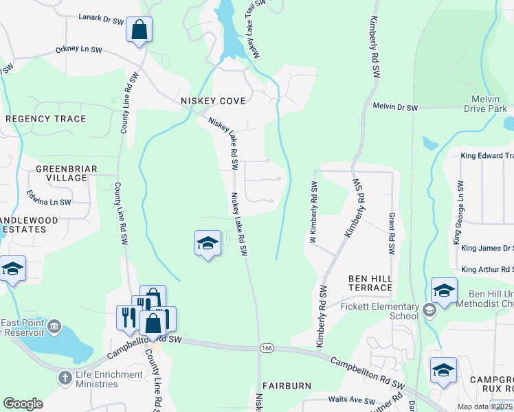 map of restaurants, bars, coffee shops, grocery stores, and more near 4040 Annecy Drive Southwest in Atlanta