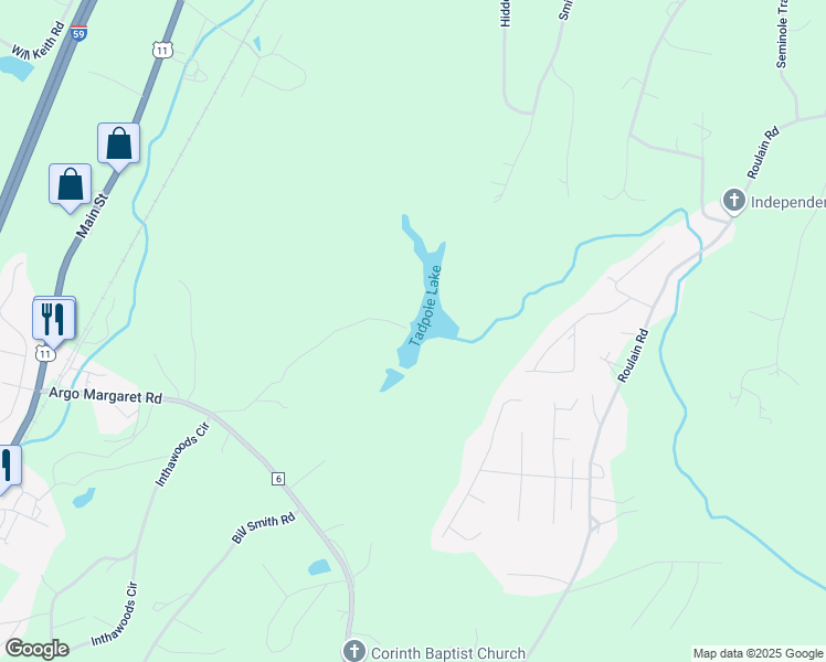 map of restaurants, bars, coffee shops, grocery stores, and more near 514 Farm Lake Road in Trussville