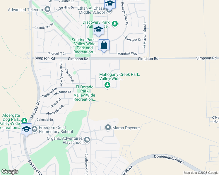 map of restaurants, bars, coffee shops, grocery stores, and more near Garden Grove Drive in Menifee