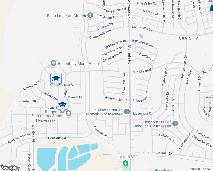 map of restaurants, bars, coffee shops, grocery stores, and more near 25780 Musselburgh Drive in Menifee