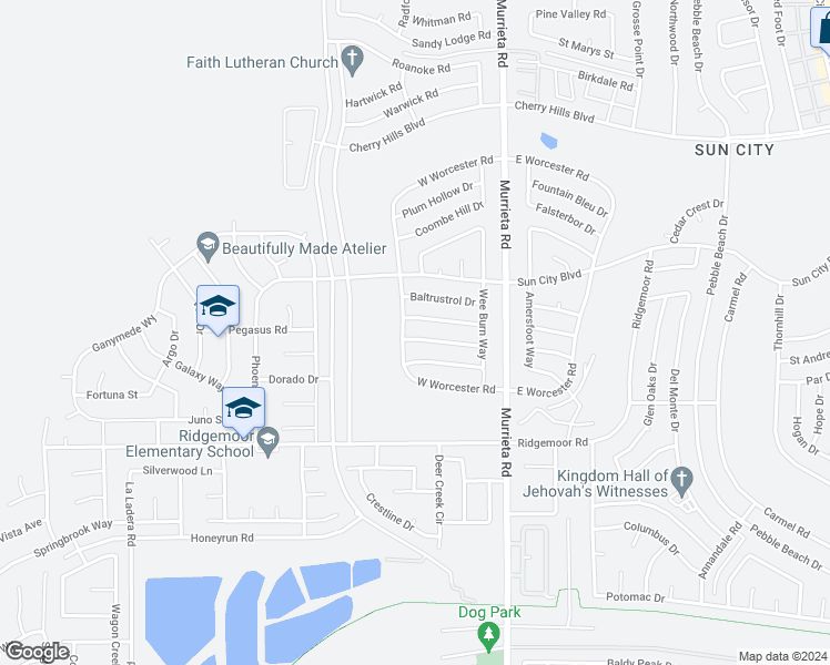 map of restaurants, bars, coffee shops, grocery stores, and more near 25780 Musselburgh Drive in Menifee