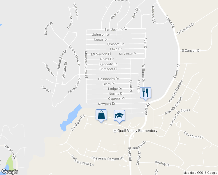 map of restaurants, bars, coffee shops, grocery stores, and more near 23686 Lodge Drive in Canyon Lake