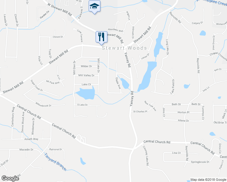 map of restaurants, bars, coffee shops, grocery stores, and more near 5288 Turtle Creek Drive in Douglasville