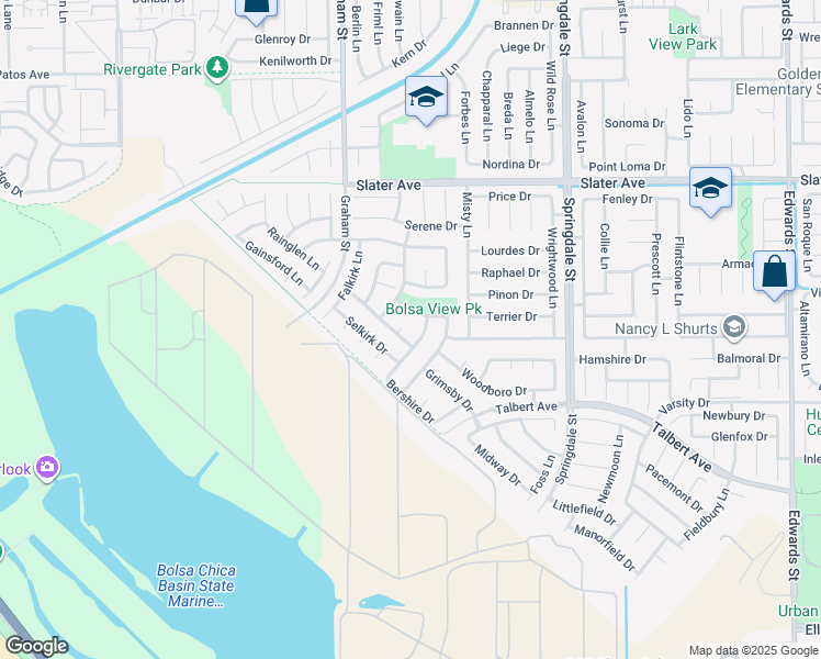 map of restaurants, bars, coffee shops, grocery stores, and more near 17821 Cardiff Circle in Huntington Beach